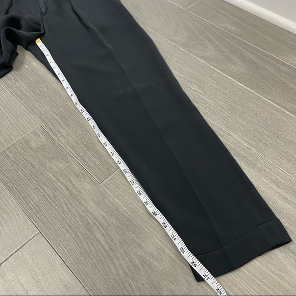 Rag & Bone Mo Genuine Leather Waistband Work Crape Dress Pants Trousers Black 2 - Picture 13 of 16